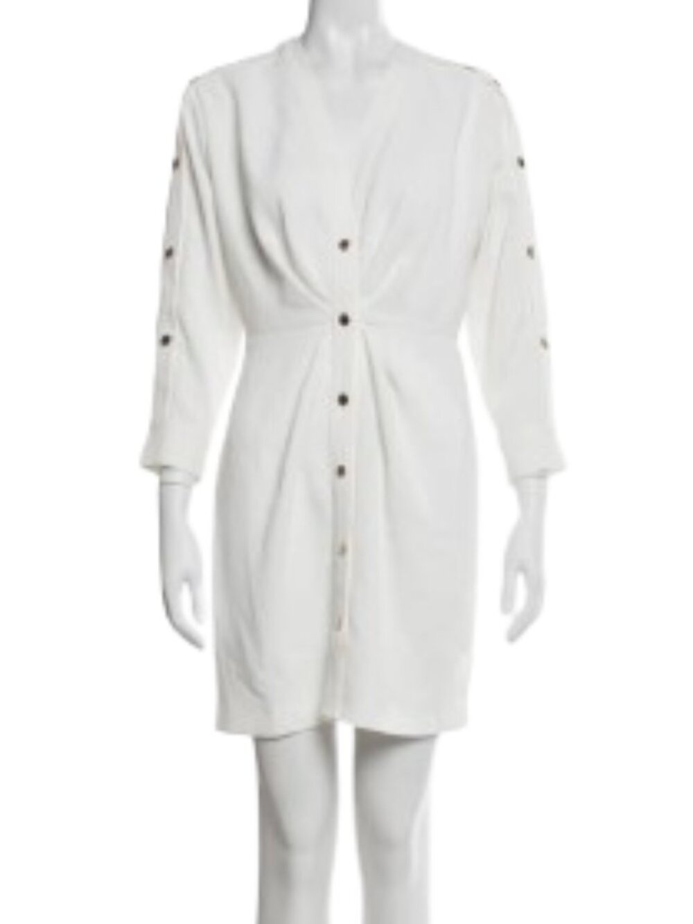 STAINED Sandro V-Neck Mini Dress White Women’s 42 Contrast hardware